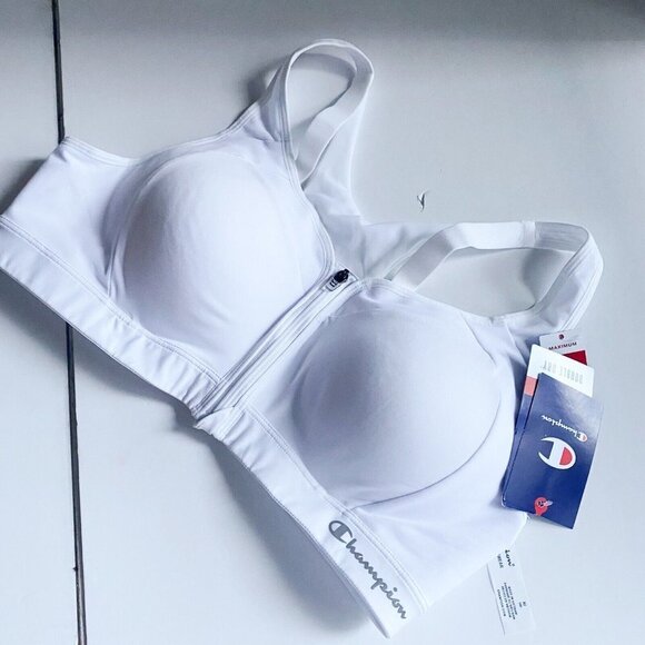 NWT Champion White Double Dry Front Closure Sports Bra 40B - Picture 1 of 9